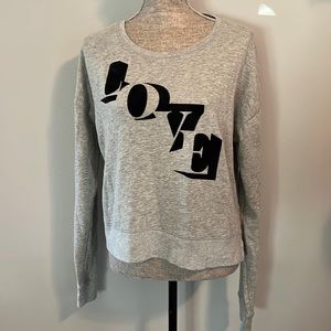 Aeropostale Crop Sweatshirt | Size XL | Gray | Black Velvet LOVE letters